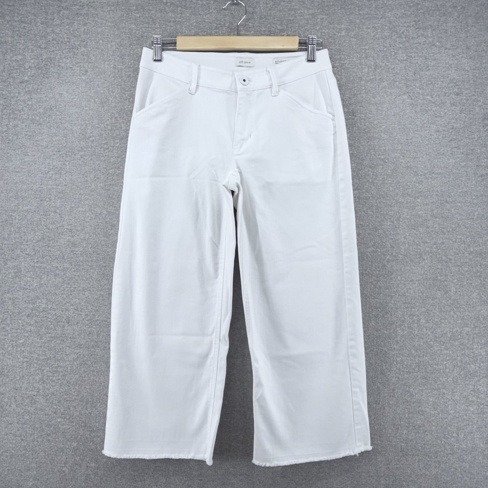 J Jill Denim Authentic Fit Full Leg Crops Jeans Women Size 4P White Casual